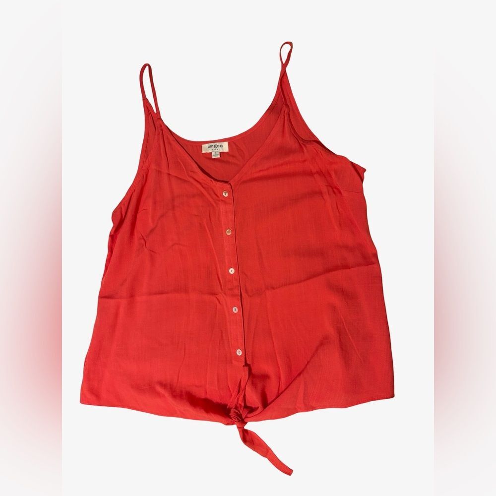 Umgee Button Front Tie Tank Women’s Small 100% Rayon EUC